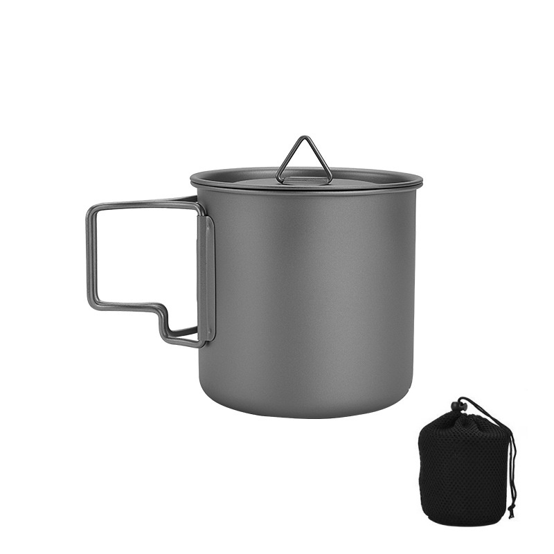 Camping Cooking Ware - Titanium campingmok met inklapbaar handvat, lichtgewicht
