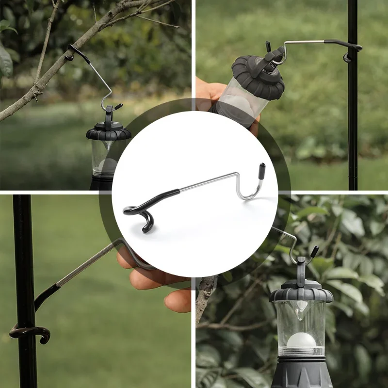 Camping Cooking Hanger - RVS S-type kampeerlichtpaalhaken – multifunctionele varkensstaarthanger