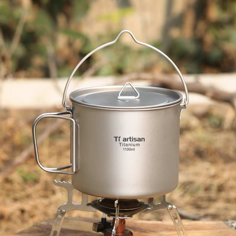 Camping Cooking Backpack - Tiartisan Titanium 1.1L Campingpot Outdoor kookset