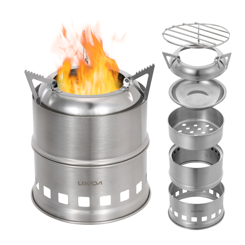 Camping Cooking Alcohol - Lixada Roestvrijstalen Houtkachel Camping Alcohol Kachel