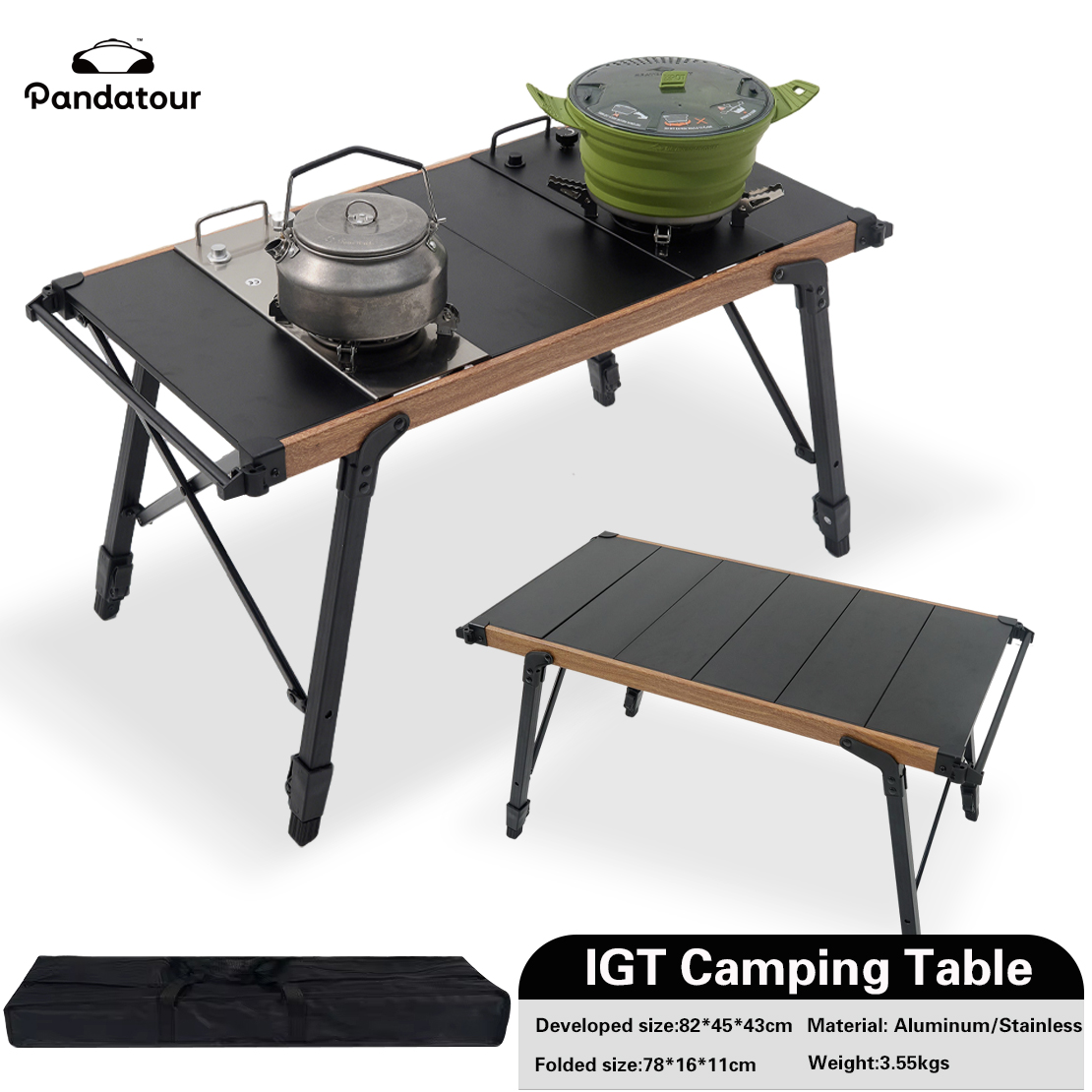 Camping Cooking Set Compact - Pandatour IGT Campingtafel Opvouwbare aluminium barbecue