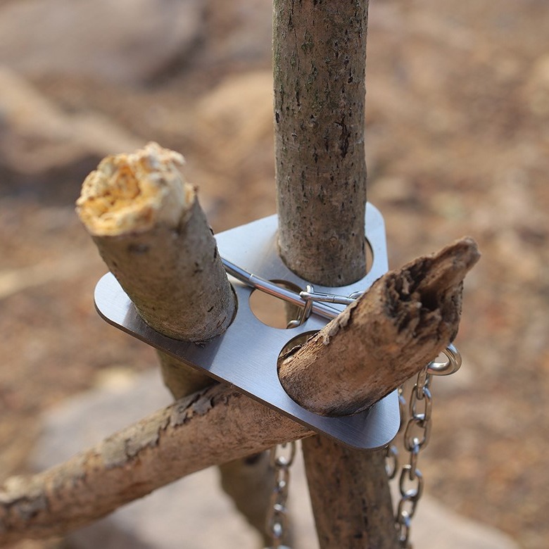 Camping Cooking Ware - Roestvrijstalen campingstatief, draagbaar, afneembaar, hangrek voor