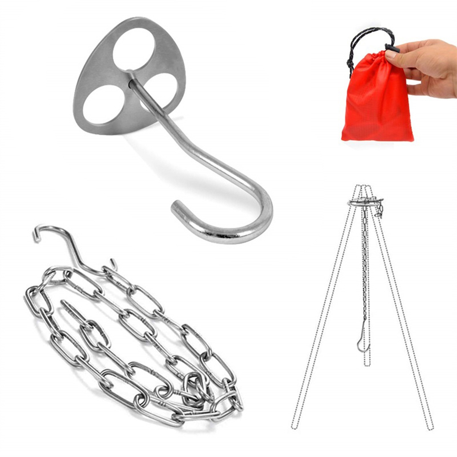 Camping Cooking Plate - Roestvrijstalen campingstatief met 3 gaten, geschikt