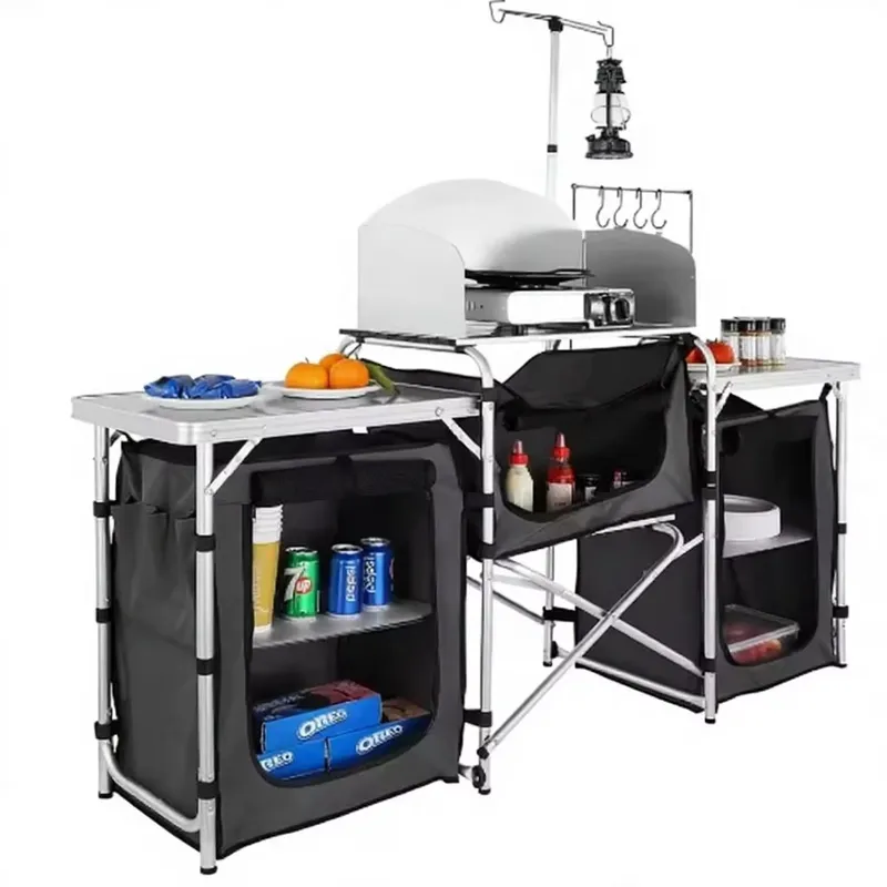Camping Cooking Table With Windshield - Groothandel Grote Aluminium Buiten Camping Keuken