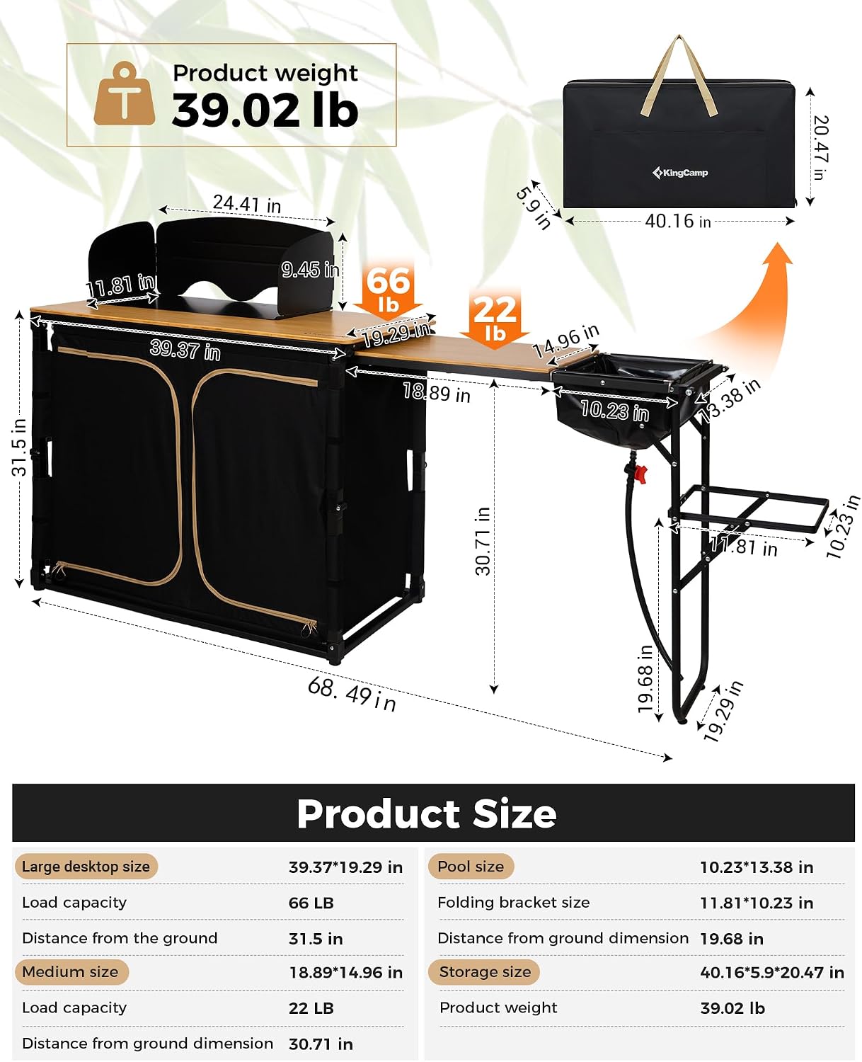 Bamboe Camp Kitchen Station Op - Camping Cooking Table With Windshield recensie en prijs