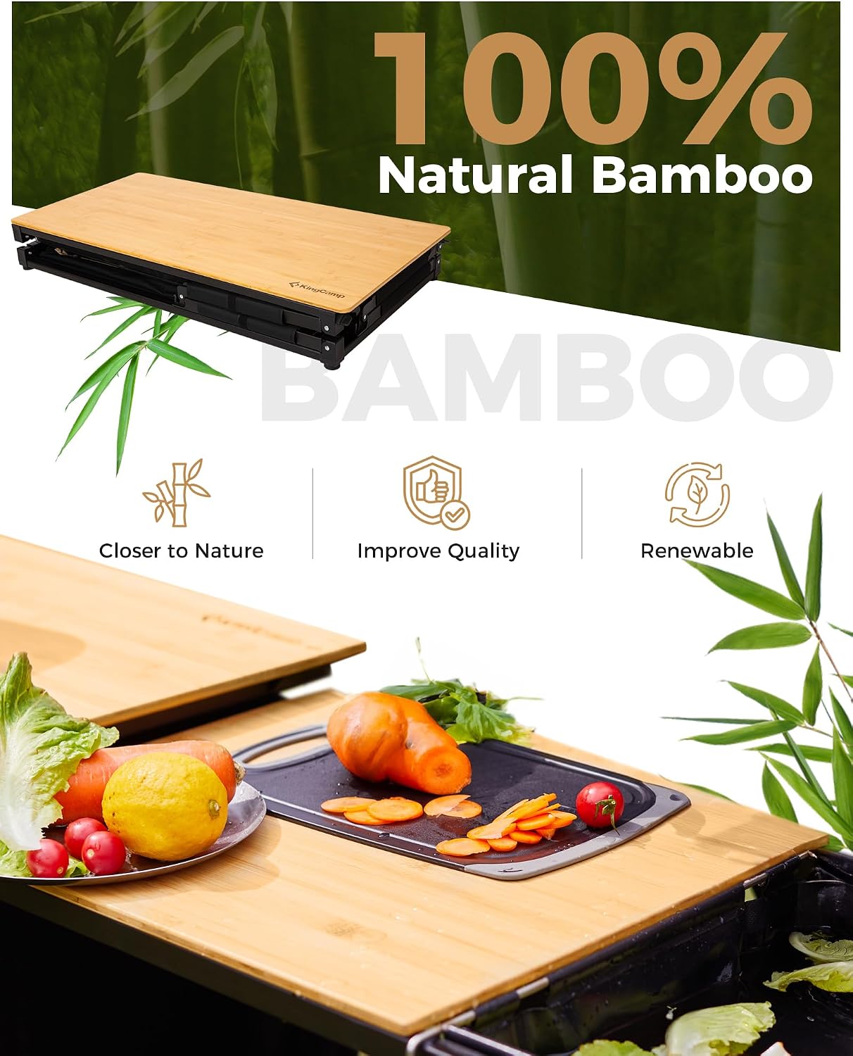 Bamboe Camp Kitchen Station Op - Camping Cooking Table With Windshield recensie en prijs