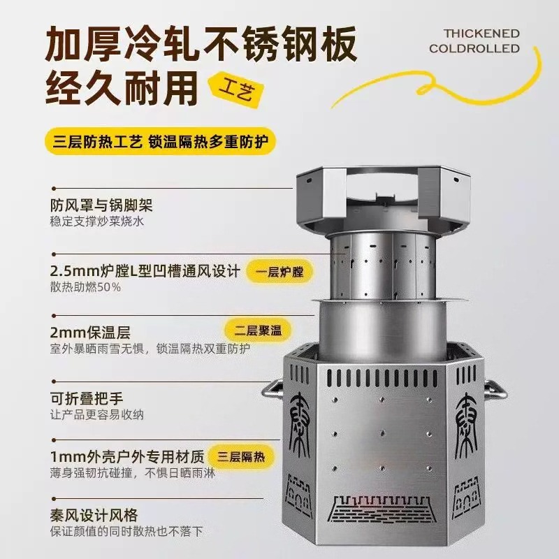 Houtkachel van roestvrij staal - Camping Cooking Stove recensie en prijs