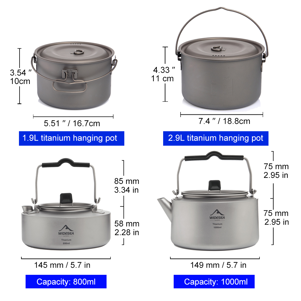 Widesea Ultralight Titanium Ca - Camping Cooking Ware recensie en prijs