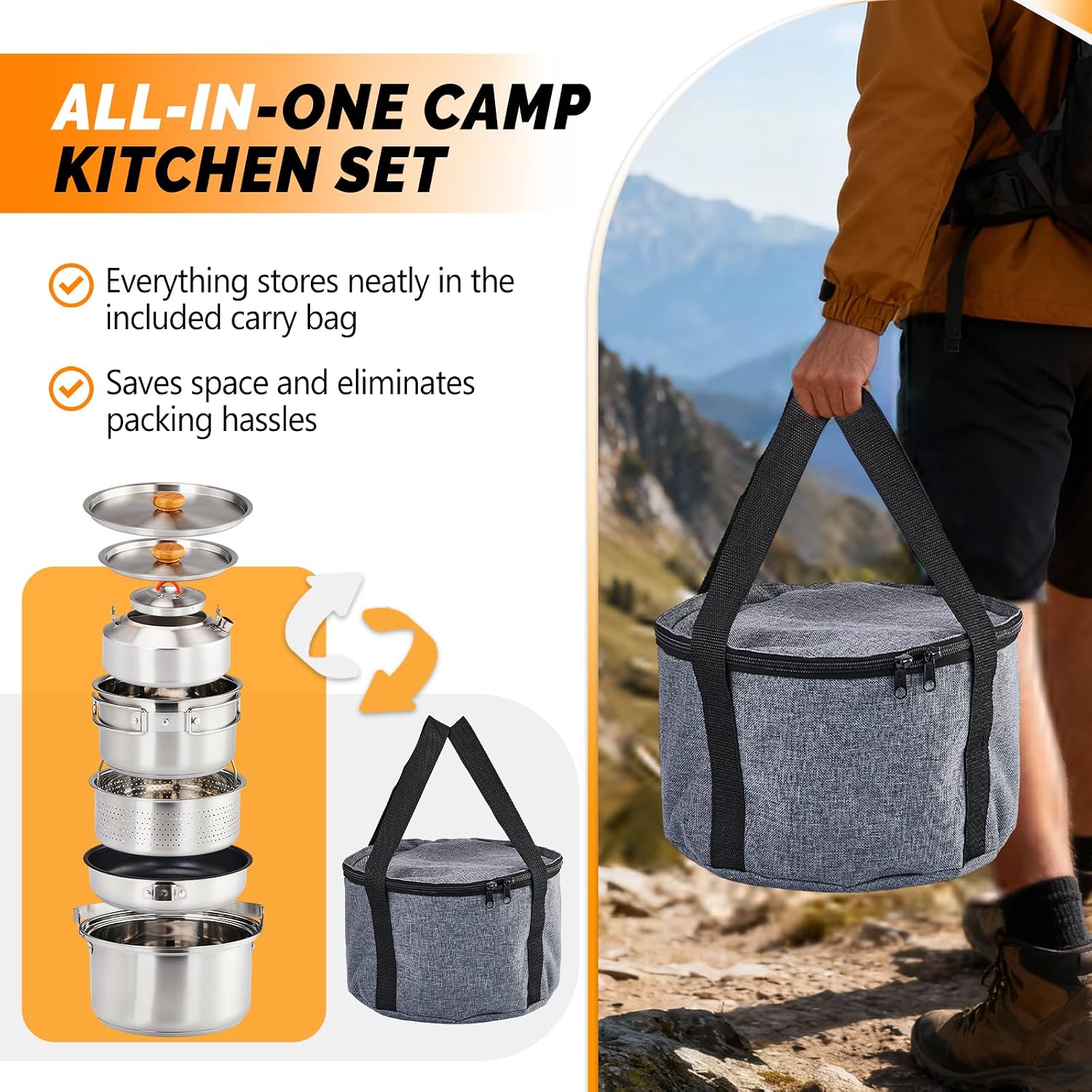 6-delige kookgereiset, 304 roe - Camping Cooking Bag recensie en prijs