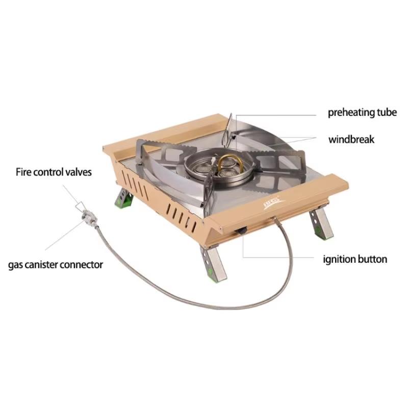 Draagbare 3-pits 7000W Camping - Camping Cooking Table With Windshield recensie en prijs